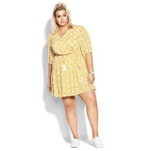 City Chic Geo Golden Print Mini Dress NWT Size 14